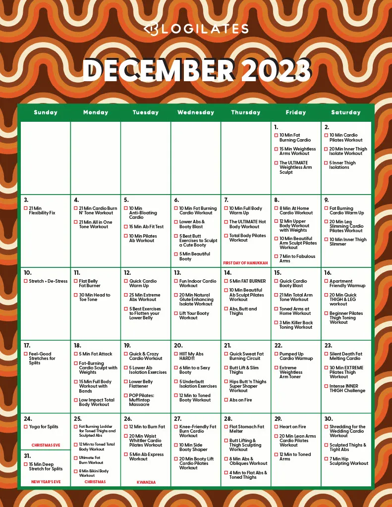 The Blogilates December 2023 Workout Calendar!! protect luxury